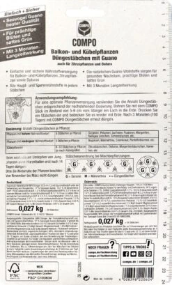 Neue Veröffentlichungen -Compo-Laden Compo20Balkon 20und20Kuebelpflanzen20Duengestaebchen 36765 H01