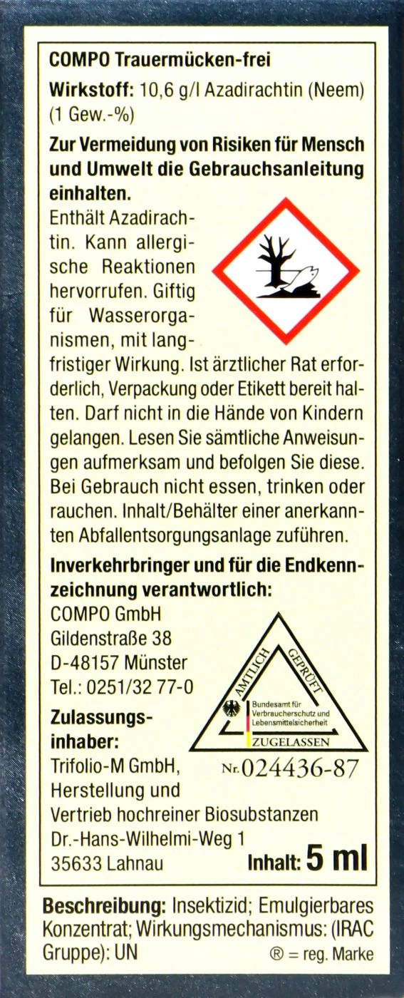 Compo Bio Trauermücken-Frei - 5 Ml 4 Compo Bio Trauermücken-Frei - 5 Ml – Bild 4