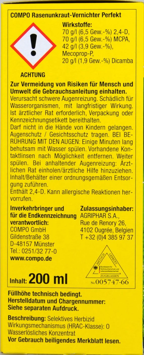 Compo Rasenunkraut-Vernichter Perfekt - 200 Ml 3 Compo Rasenunkraut-Vernichter Perfekt - 200 Ml – Bild 3