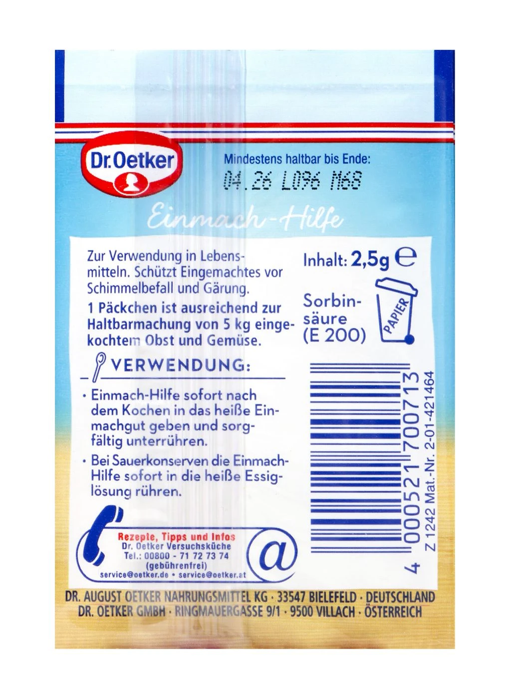 Dr. Oetker Einmachhilfe - 3 Stück 2 Dr. Oetker Einmachhilfe - 3 Stück – Bild 2