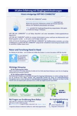 Hipp 2060 Bio Pre Combiotik - 600 G -Compo-Laden Hipp20206020Bio20Pre20Combiotik 91315 H01
