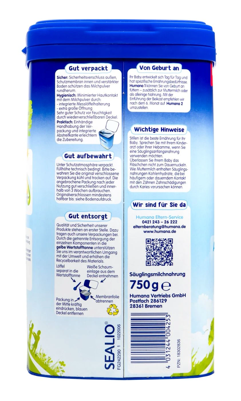 Humana Anfangsmilch 1 - 750g 4 Humana Anfangsmilch 1 - 750g – Bild 4