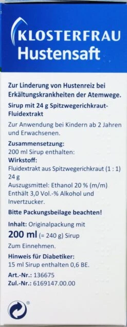 Klosterfrau Hustensaft - 200 Ml -Compo-Laden Klosterfrau20Hustensaft 04256 L01