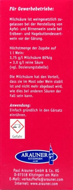 Kitzinger Milchsäure 80 % - 125 G -Compo-Laden Milchsaeure 15148 R01
