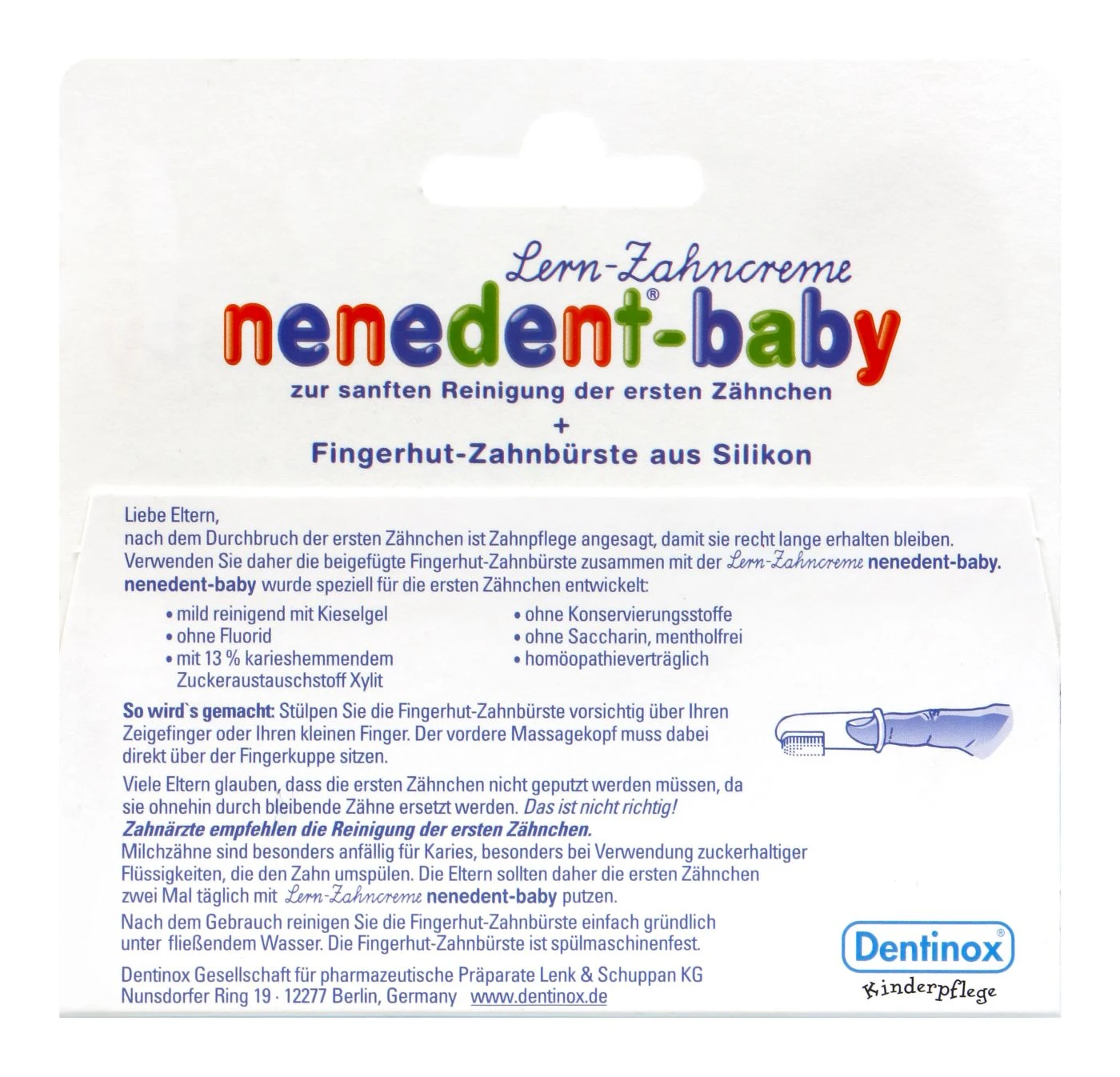 Nenedent Baby Zahnpflege-Lernset - Fingerhut-Zahnbürste - 20 Ml 2 Nenedent Baby Zahnpflege-Lernset - Fingerhut-Zahnbürste - 20 Ml – Bild 2