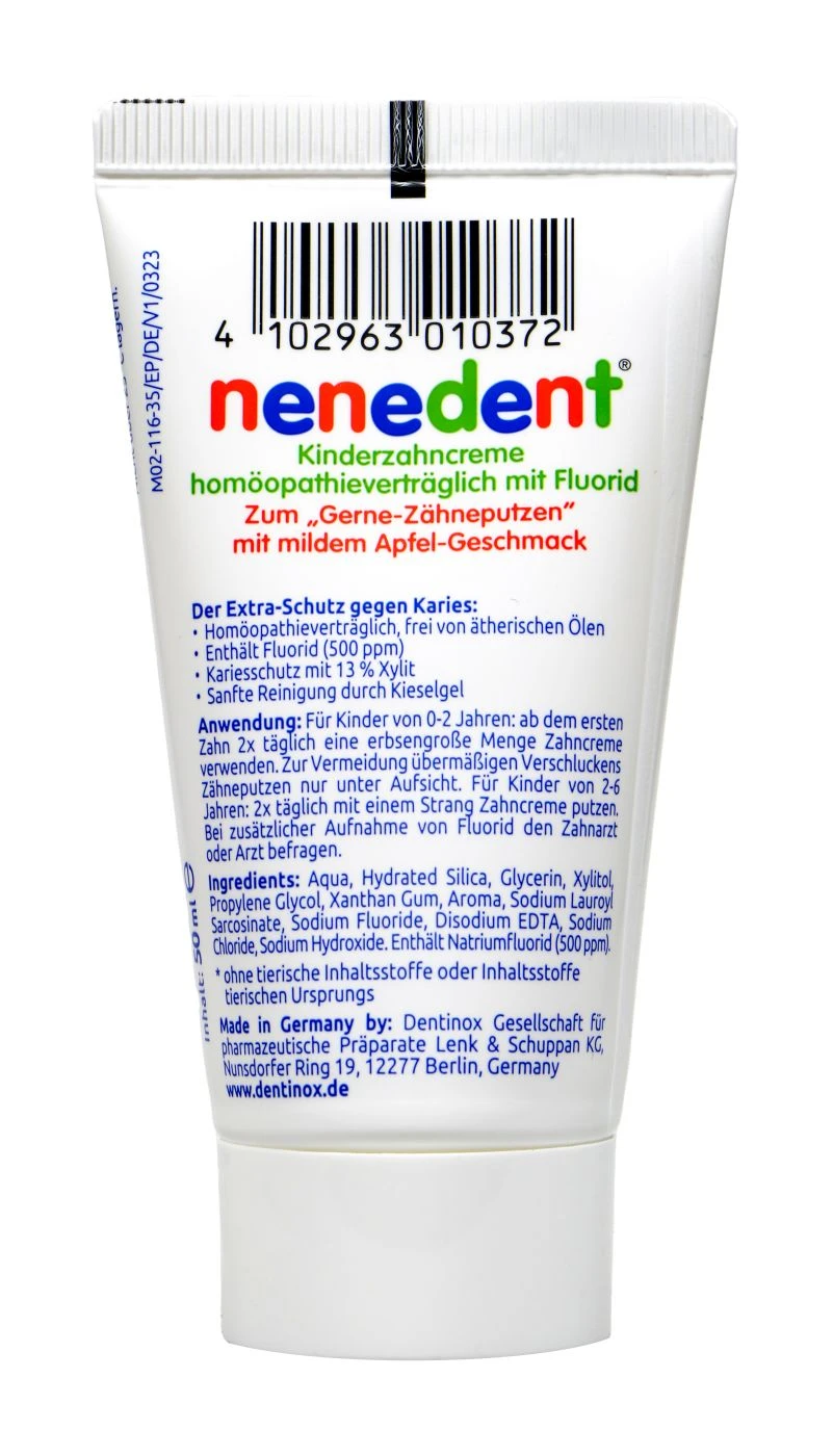 Nenedent Kinder-Zahncreme Mit Fluorid - Homöopathieverträglich - 50 Ml 2 Nenedent Kinder-Zahncreme Mit Fluorid - Homöopathieverträglich - 50 Ml – Bild 2