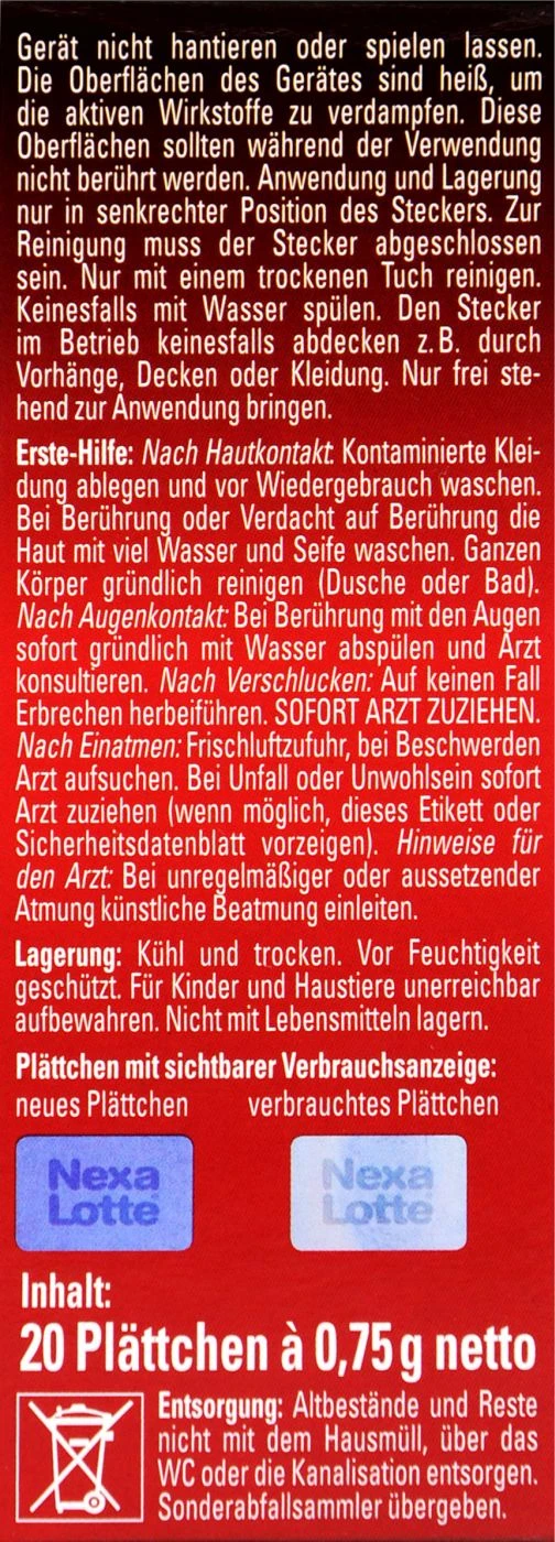 Nexa Lotte Mücken- Und Gelsenstecker Ultra Nachfüllpack - 20 Stück 4 Nexa Lotte Mücken- Und Gelsenstecker Ultra Nachfüllpack - 20 Stück – Bild 4