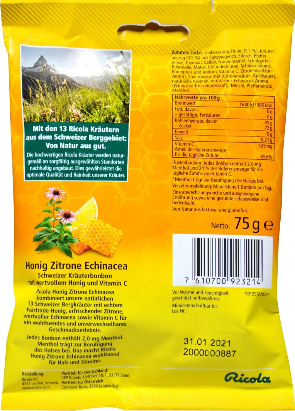 Ricola Honig Zitrone Echinacea - 75 G 2 Ricola Honig Zitrone Echinacea - 75 G – Bild 2