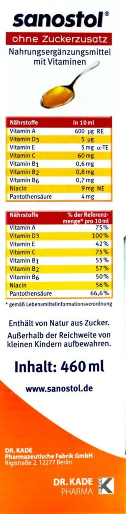 Sanostol Multi-Vitamine Zuckerfrei - 460 Ml -Compo-Laden Sanostol20Multi Vitamine20Zuckerfrei 50208 L01