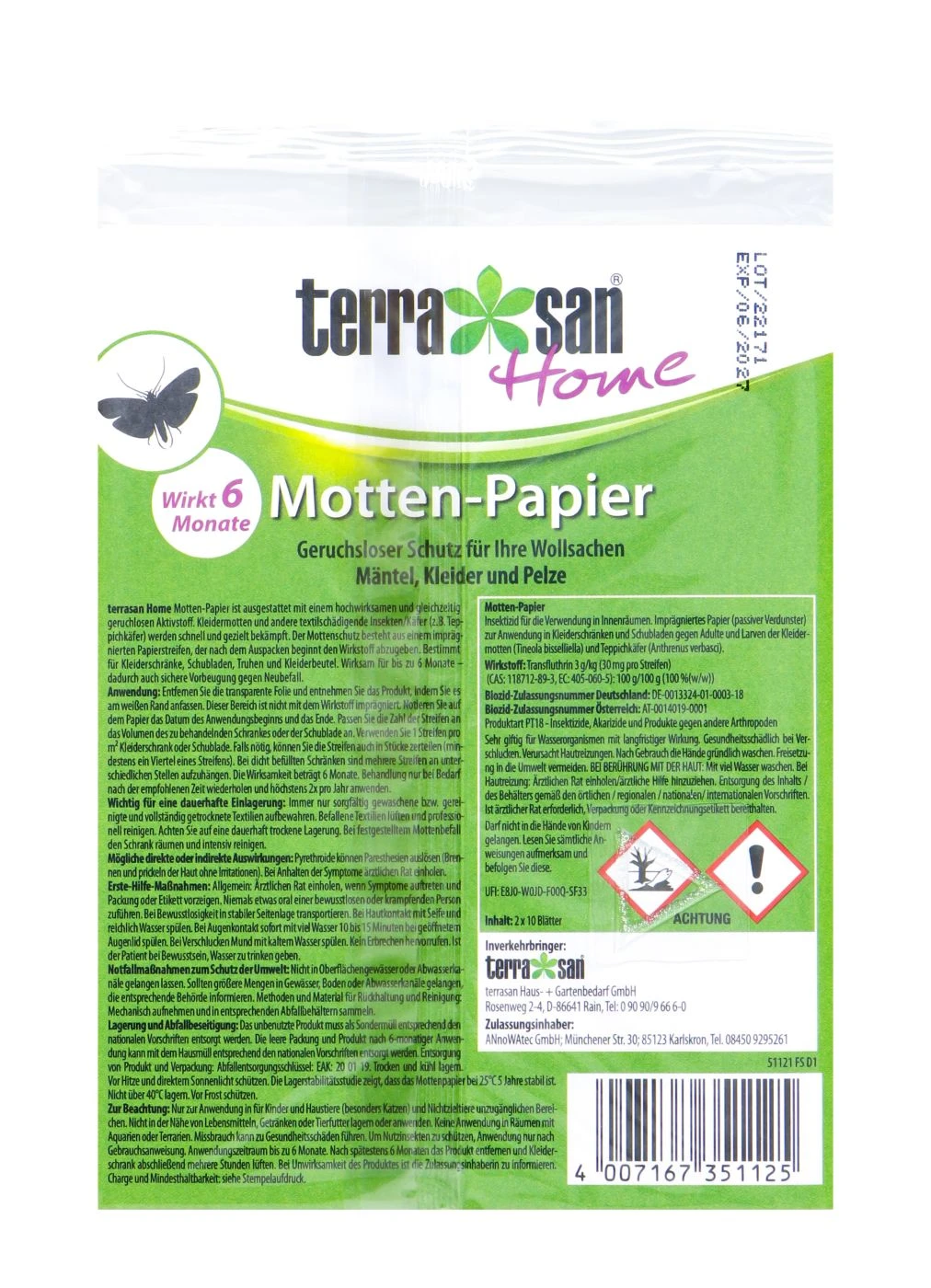 Terrasan Mottenpapier - 2 Stück 2 Terrasan Mottenpapier - 2 Stück – Bild 2